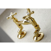 Kingston Brass KS213PB Kingston Double-Handle Wall-Mount Bridge Kitchen Faucet, Polished Brass