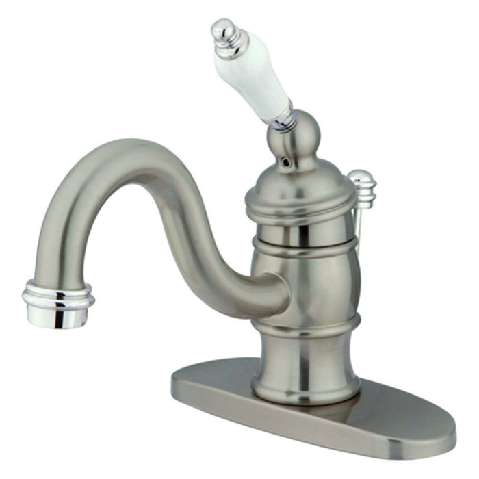 Kingston Brass KB3407PL Victorian 4" Centerset Single Handle Bathroom Faucet, Brushed Nickel/Polished Chrome