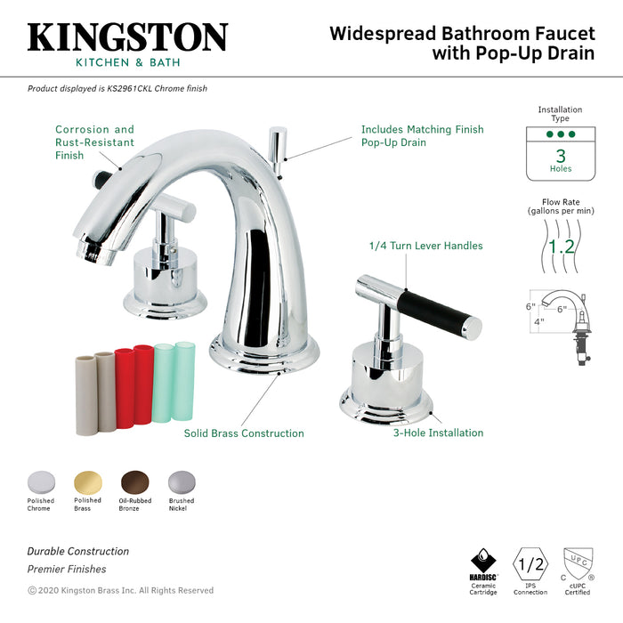 Kingston Brass KS2965CKL Kaiser Widespread Bathroom Faucet with Brass Pop-Up, Oil Rubbed Bronze