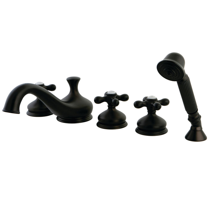 Kingston Brass KS33355AX Milano 5-Piece Roman Tub Faucet with Hand Shower, Oil Rubbed Bronze