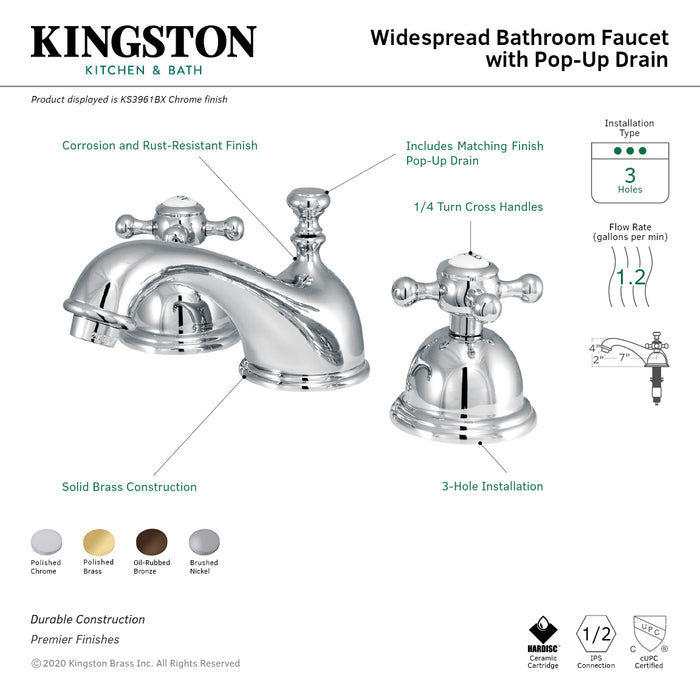Kingston Brass KS3965BX 8 in. Widespread Bathroom Faucet, Oil Rubbed Bronze