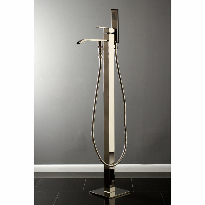 Kingston Brass KS4136QLL Executive Freestanding Tub Faucet with Hand Shower, Polished Nickel