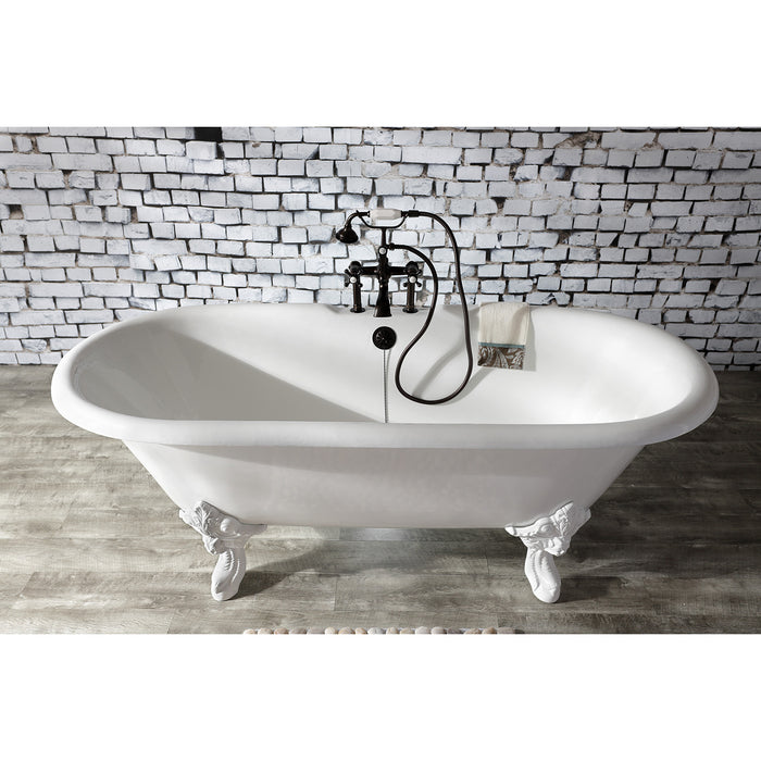 Kingston Brass AE109T5 Aqua Vintage 7" Center Deck-Mount Clawfoot Tub Faucet with Hand Shower, Oil Rubbed Bronze