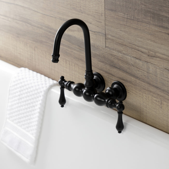 Kingston Brass AE1T0 Aqua Vintage 3-3/8 Inch Wall Mount Tub Faucet, Matte Black