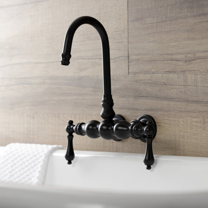 Kingston Brass AE1T0 Aqua Vintage 3-3/8 Inch Wall Mount Tub Faucet, Matte Black