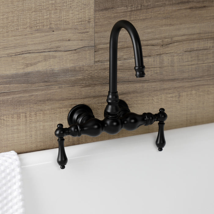 Kingston Brass AE1T0 Aqua Vintage 3-3/8 Inch Wall Mount Tub Faucet, Matte Black