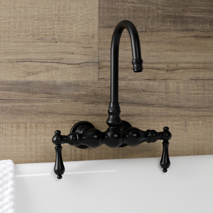 Kingston Brass AE1T0 Aqua Vintage 3-3/8 Inch Wall Mount Tub Faucet, Matte Black