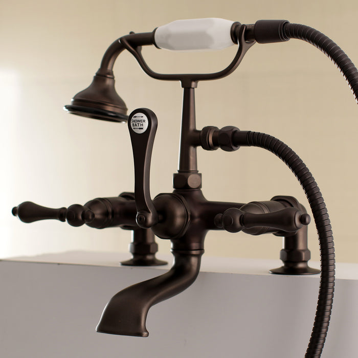Kingston Brass AE203T5 Aqua Vintage 7" Center Deck-Mount Clawfoot Tub Faucet with Hand Shower, Oil Rubbed Bronze