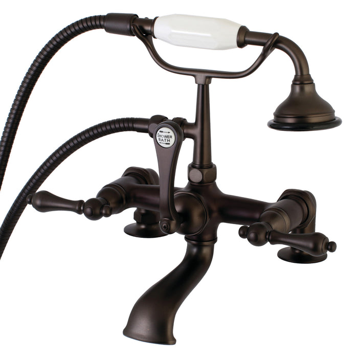Kingston Brass AE203T5 Aqua Vintage 7" Center Deck-Mount Clawfoot Tub Faucet with Hand Shower, Oil Rubbed Bronze