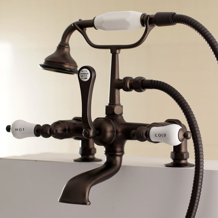 Aqua Vintage AE207T5 Aqua Vintage 7" Center Deck-Mount Clawfoot Tub Faucet with Hand Shower, Oil Rubbed Bronze