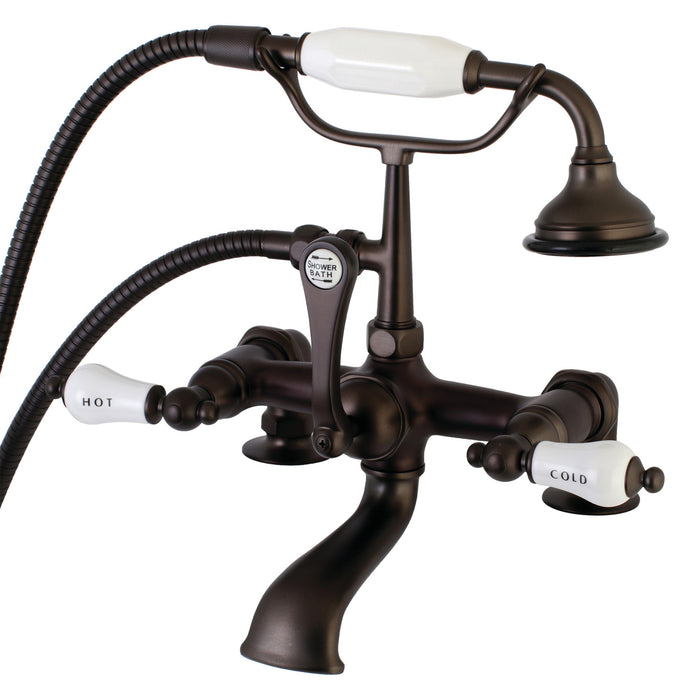 Aqua Vintage AE207T5 Aqua Vintage 7" Center Deck-Mount Clawfoot Tub Faucet with Hand Shower, Oil Rubbed Bronze