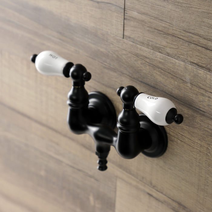 Kingston Brass AE33T0 Aqua Vintage 3-3/8 Inch Wall Mount Tub Faucet, Matte Black