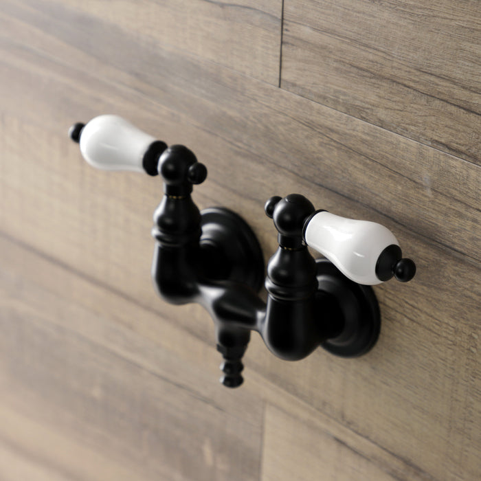 Kingston Brass AE35T0 Aqua Vintage 3-3/8 Inch Wall Mount Tub Faucet, Matte Black