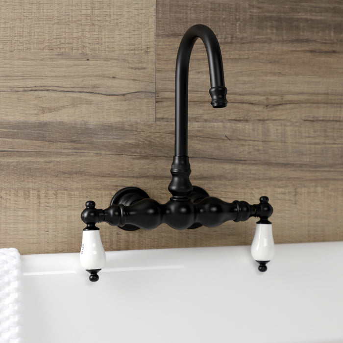 Kingston Brass AE3T0 Aqua Vintage 3-3/8 Inch Wall Mount Tub Faucet, Matte Black