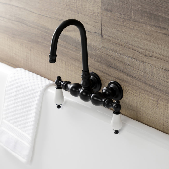 Kingston Brass AE5T0 Aqua Vintage 3-3/8 Inch Wall Mount Tub Faucet, Matte Black