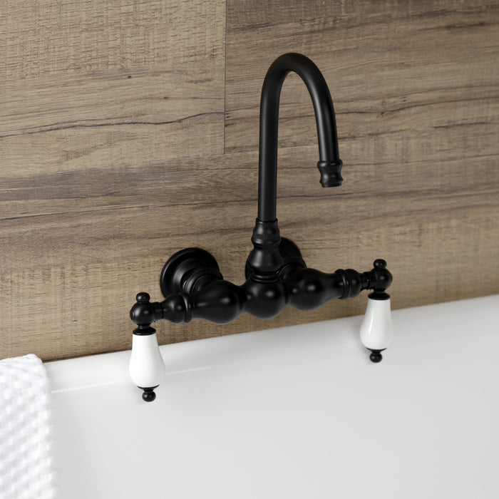 Kingston Brass AE5T0 Aqua Vintage 3-3/8 Inch Wall Mount Tub Faucet, Matte Black