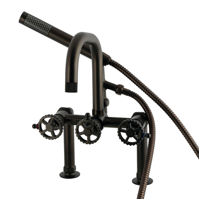 Kingston Brass AE6005CG Fuller 7" Center Deck-Mount Clawfoot Tub Faucet with Hand Shower, Oil Rubbed Bronze