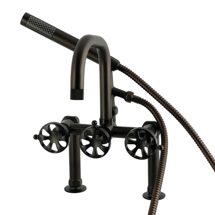 Kingston Brass AE6005RX Belknap 7" Center Deck-Mount Clawfoot Tub Faucet with Hand Shower, Oil Rubbed Bronze