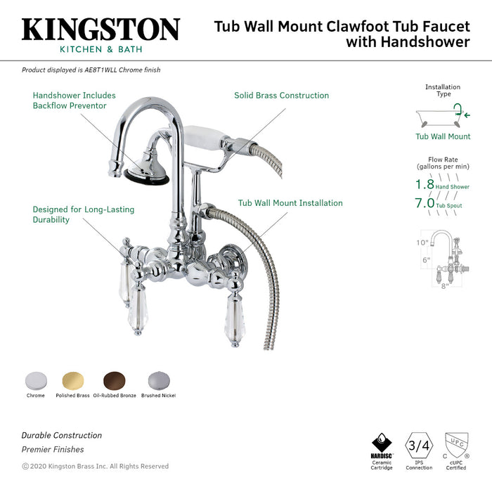 Aqua Vintage AE7T5WLL Wilshire Wall Mount Clawfoot Tub Faucet, Oil Rubbed Bronze