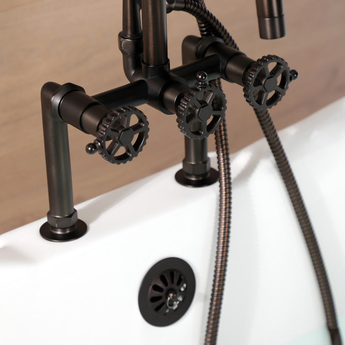 Kingston Brass AE8105CG Fuller 7" Center Deck-Mount Clawfoot Tub Faucet with Hand Shower, Oil Rubbed Bronze