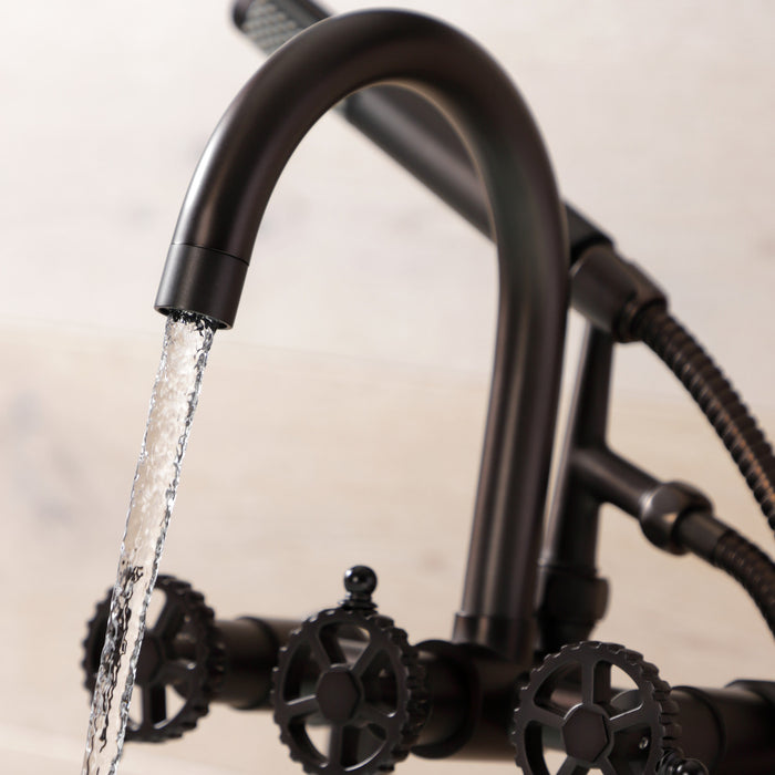 Kingston Brass AE8105CG Fuller 7" Center Deck-Mount Clawfoot Tub Faucet with Hand Shower, Oil Rubbed Bronze