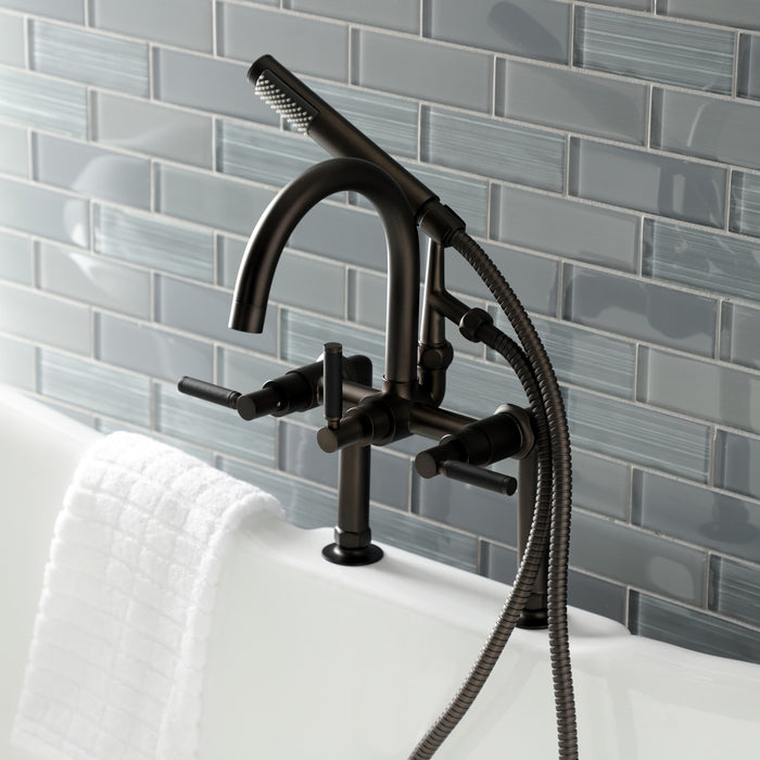 Aqua Vintage AE8105DKL Kaiser 7" Center Deck-Mount Clawfoot Tub Faucet with Hand Shower, Oil Rubbed Bronze