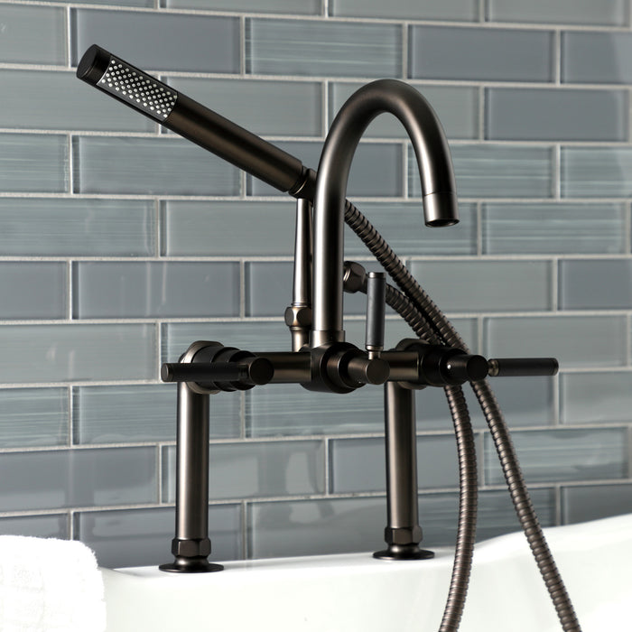 Aqua Vintage AE8105DKL Kaiser 7" Center Deck-Mount Clawfoot Tub Faucet with Hand Shower, Oil Rubbed Bronze