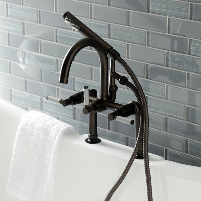 Aqua Vintage AE8105DKL Kaiser 7" Center Deck-Mount Clawfoot Tub Faucet with Hand Shower, Oil Rubbed Bronze