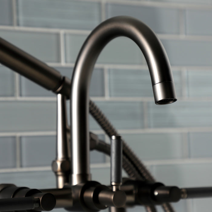 Aqua Vintage AE8105DKL Kaiser 7" Center Deck-Mount Clawfoot Tub Faucet with Hand Shower, Oil Rubbed Bronze