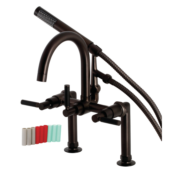Aqua Vintage AE8105DKL Kaiser 7" Center Deck-Mount Clawfoot Tub Faucet with Hand Shower, Oil Rubbed Bronze