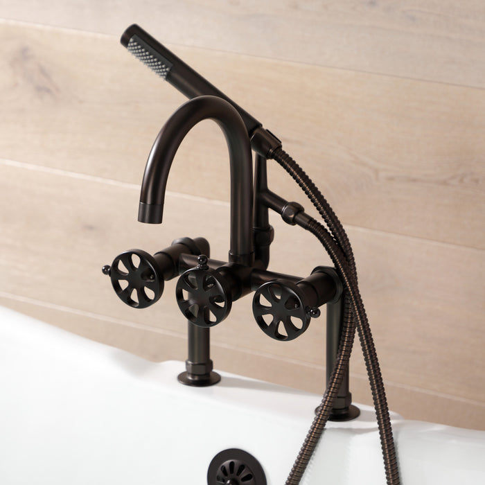 Kingston Brass AE8105RX Belknap 7" Center Deck-Mount Clawfoot Tub Faucet with Hand Shower, Oil Rubbed Bronze