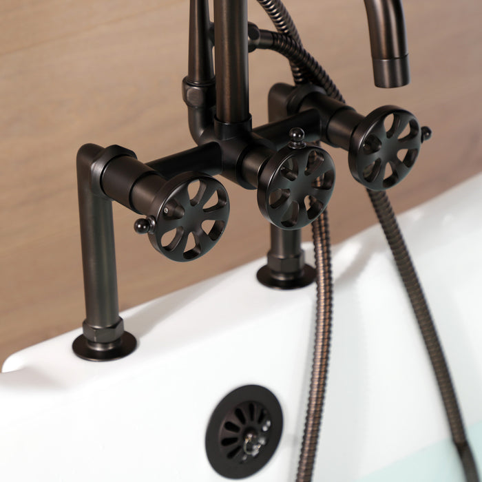 Kingston Brass AE8105RX Belknap 7" Center Deck-Mount Clawfoot Tub Faucet with Hand Shower, Oil Rubbed Bronze