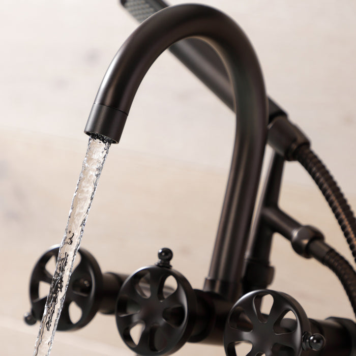 Kingston Brass AE8105RX Belknap 7" Center Deck-Mount Clawfoot Tub Faucet with Hand Shower, Oil Rubbed Bronze