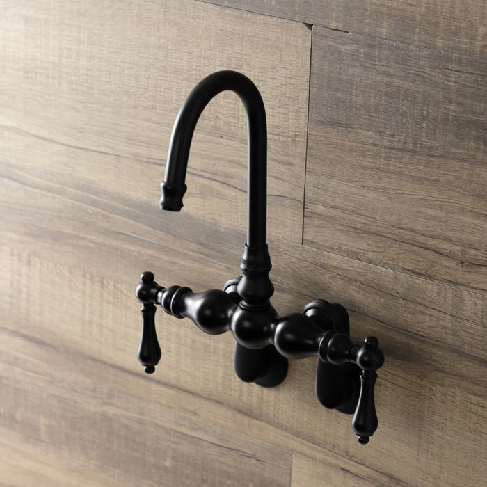 Kingston Brass AE81T0 Aqua Vintage Adjustable Center Wall Mount Tub Faucet, Matte Black