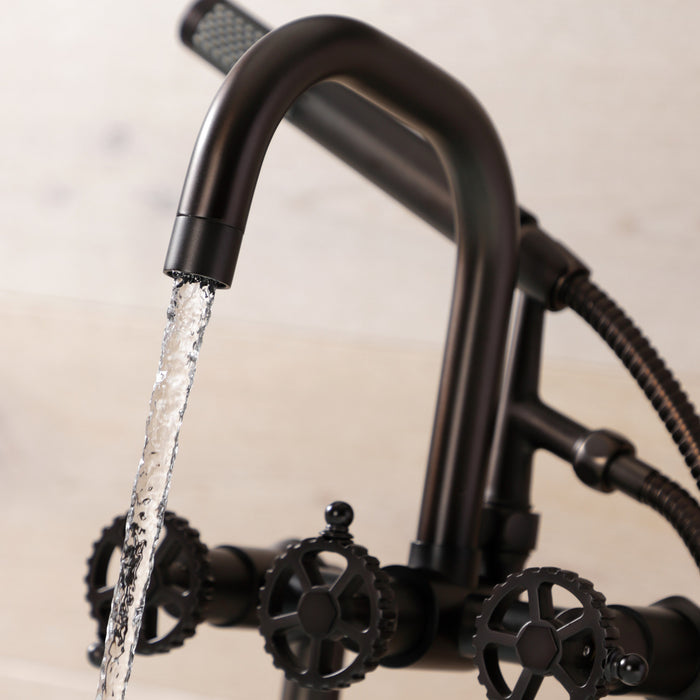 Kingston Brass AE8405CG Fuller 7" Center Deck-Mount Clawfoot Tub Faucet with Hand Shower, Oil Rubbed Bronze