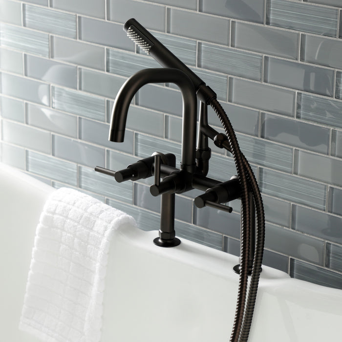 Aqua Vintage AE8405DL Concord 7" Center Deck-Mount Clawfoot Tub Faucet with Hand Shower, Oil Rubbed Bronze