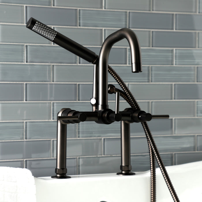 Aqua Vintage AE8405DL Concord 7" Center Deck-Mount Clawfoot Tub Faucet with Hand Shower, Oil Rubbed Bronze