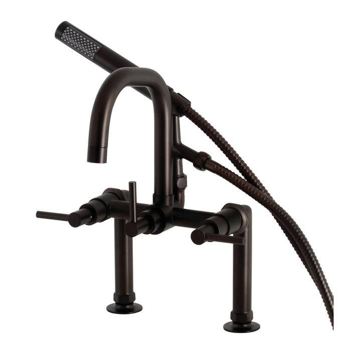 Aqua Vintage AE8405DL Concord 7" Center Deck-Mount Clawfoot Tub Faucet with Hand Shower, Oil Rubbed Bronze