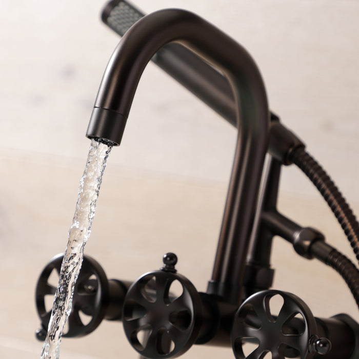 Kingston Brass AE8405RX Belknap 7" Center Deck-Mount Clawfoot Tub Faucet with Hand Shower, Oil Rubbed Bronze