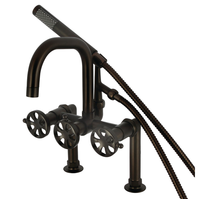 Kingston Brass AE8405RX Belknap 7" Center Deck-Mount Clawfoot Tub Faucet with Hand Shower, Oil Rubbed Bronze