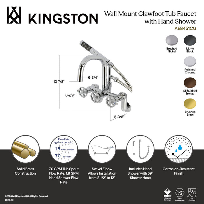 Kingston Brass AE8455CG Fuller Wall Mount Clawfoot Tub Faucet, Oil Rubbed Bronze