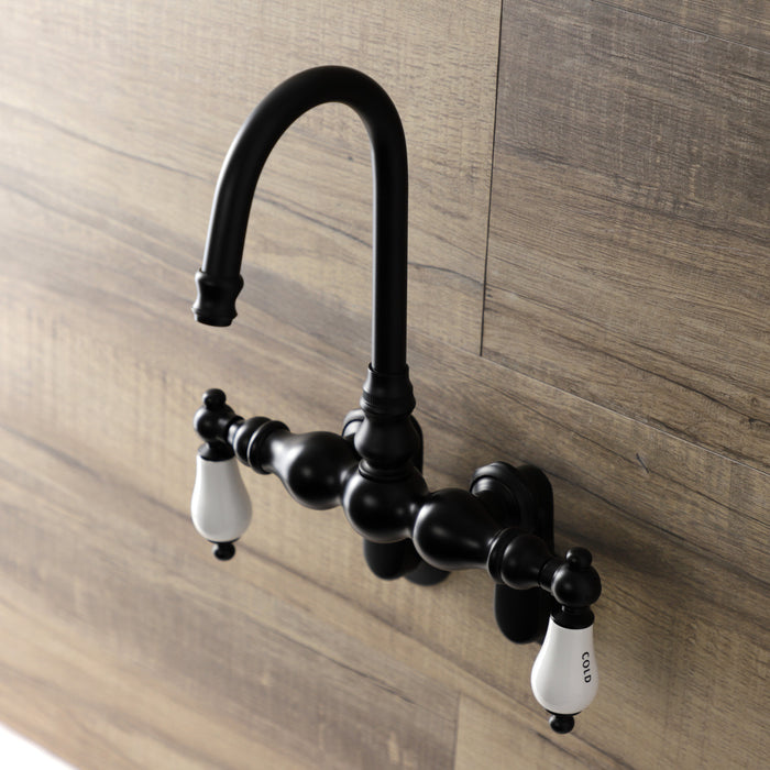 Kingston Brass AE85T0 Aqua Vintage Adjustable Center Wall Mount Tub Faucet, Matte Black