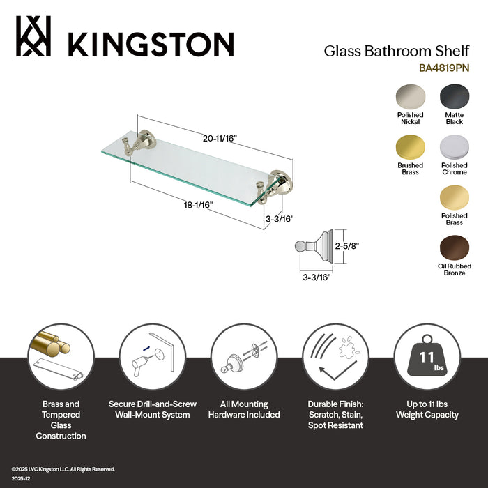 Kingston Brass BA4819ORB Metropolitan Glass Shelf, Oil Rubbed Bronze