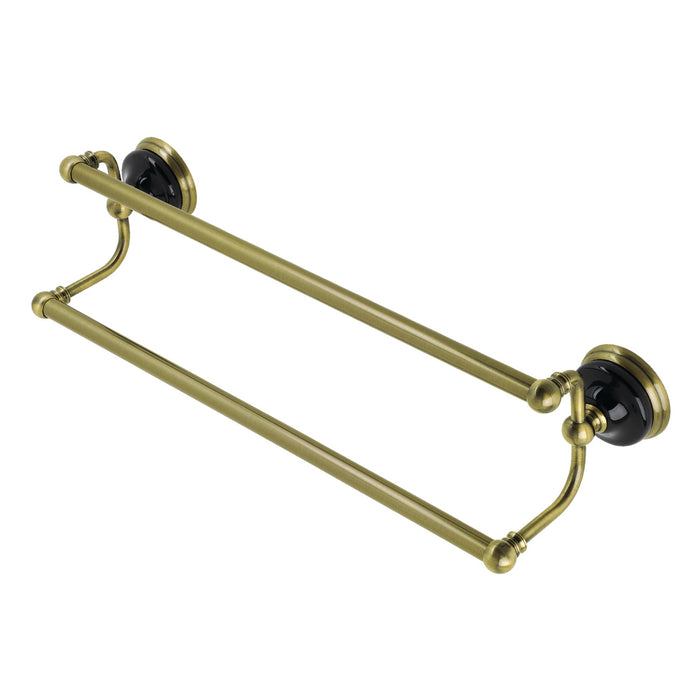Kingston Brass BA9113AB Water Onyx 24" Double Towel Bar, Antique Brass