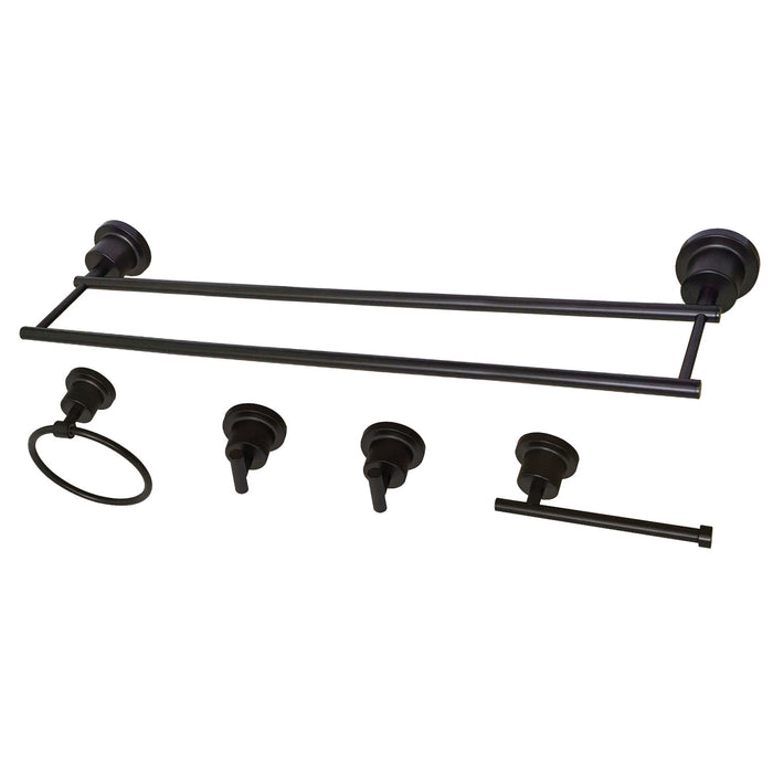 Kingston Brass BAH821330478ORB Concord 5-Piece 30" Dual Towel Bar Bathroom Accessory Set, Oil Rubbed Bronze