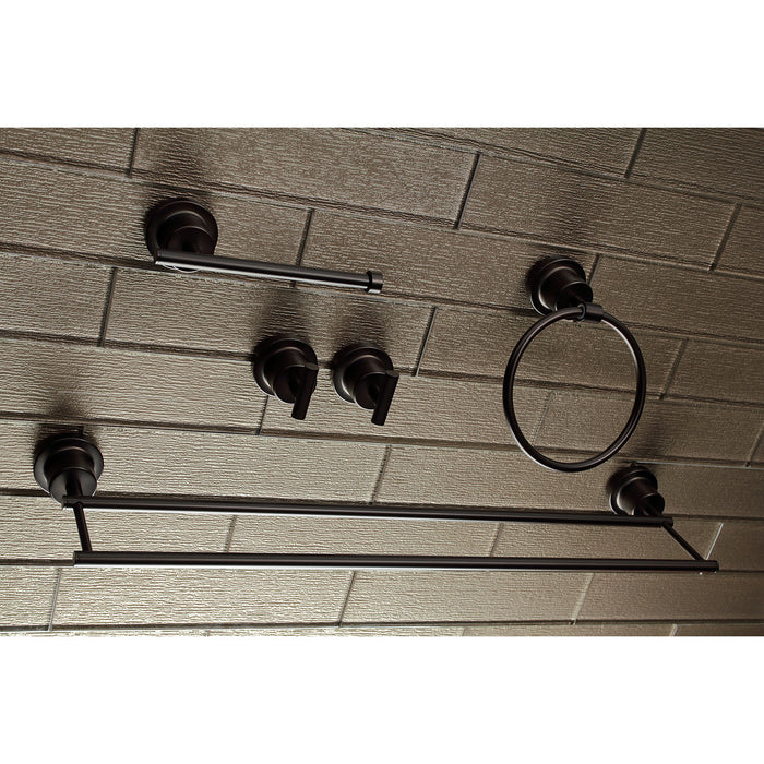 Kingston Brass BAH8213478ORB Concord 5-Piece 24" Dual Towel Bar Bathroom Accessory Set, Oil Rubbed Bronze