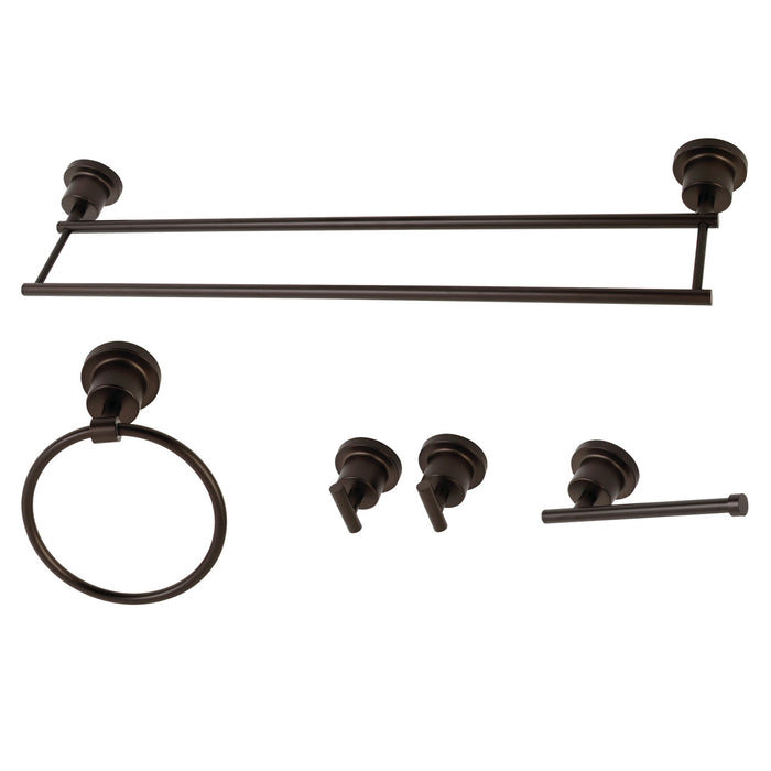 Kingston Brass BAH8213478ORB Concord 5-Piece 24" Dual Towel Bar Bathroom Accessory Set, Oil Rubbed Bronze