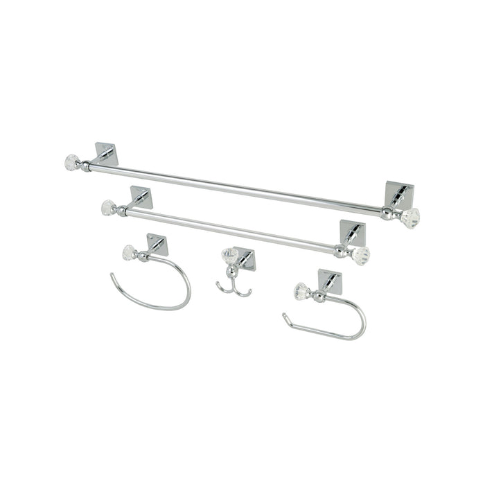 Kingston Brass BAHK70512478C Celebrity 5-Piece 18" and 24" Towel Bars Bathroom Accessory Set, Polished Chrome