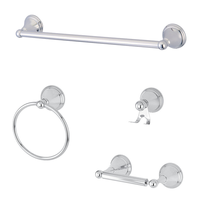 Kingston Brass BAK2971478C Governor 4-Piece 24" Towel Bar Bathroom Accessory Set, Polished Chrome