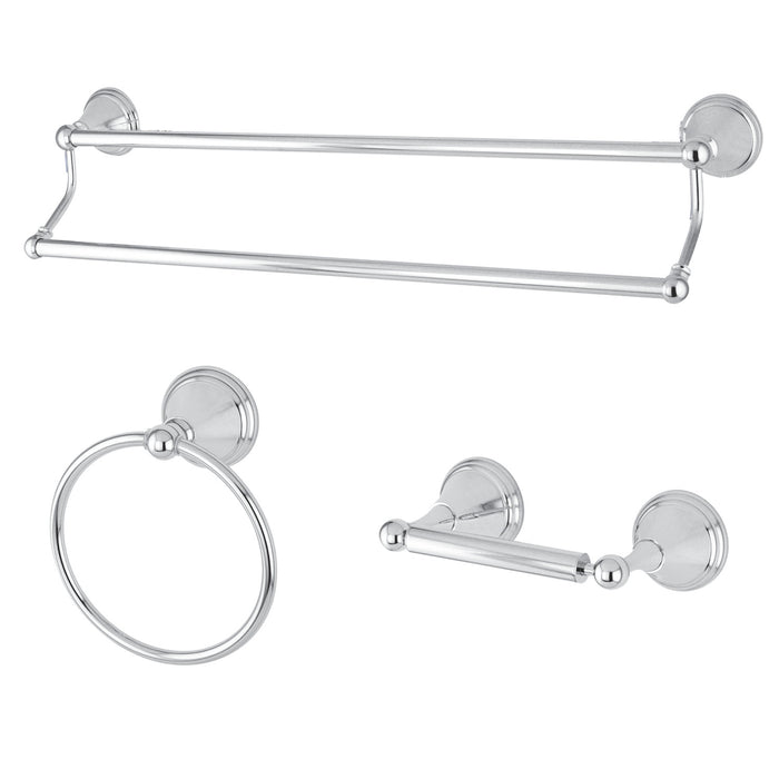 Kingston Brass BAK297348C Governor 3-Piece 24" Dual Towel Bar Bathroom Accessory Set, Polished Chrome